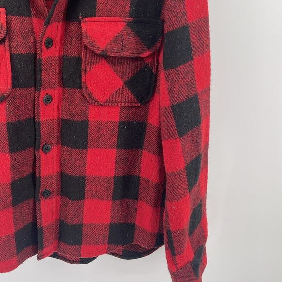 Vintage Rugged Wear wool linen blend buffalo plaid heavy weight jacket shacket M - Picture 4 of 6